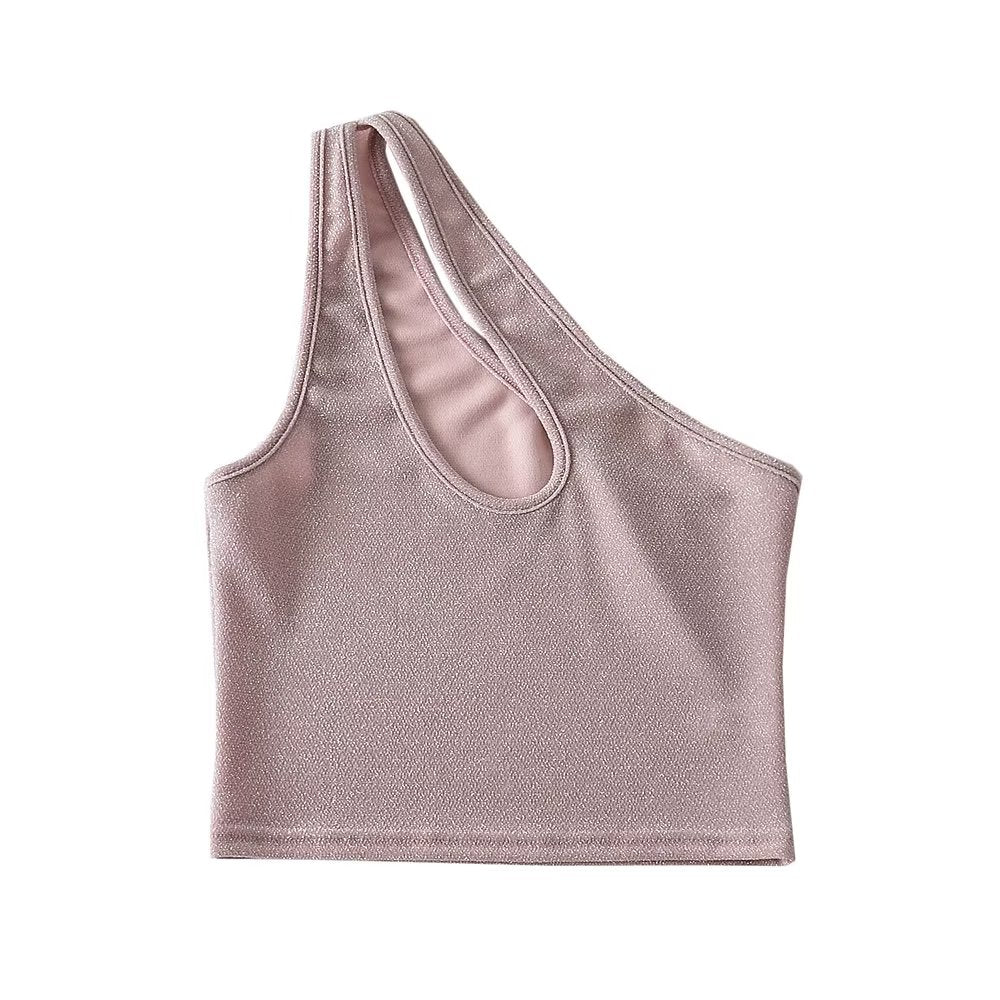 Cutout One Shoulder Shiny Top - York & Dante 