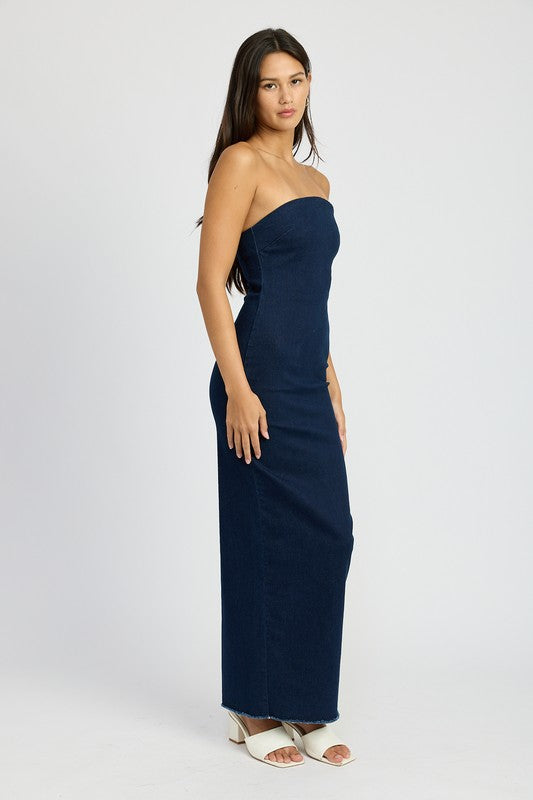 Mila Bodycon Tube Denim Dress - York & Dante 