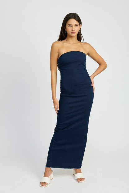 Mila Bodycon Tube Denim Dress - York & Dante 