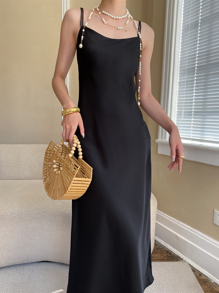 French Chic Satin Maxi Dress