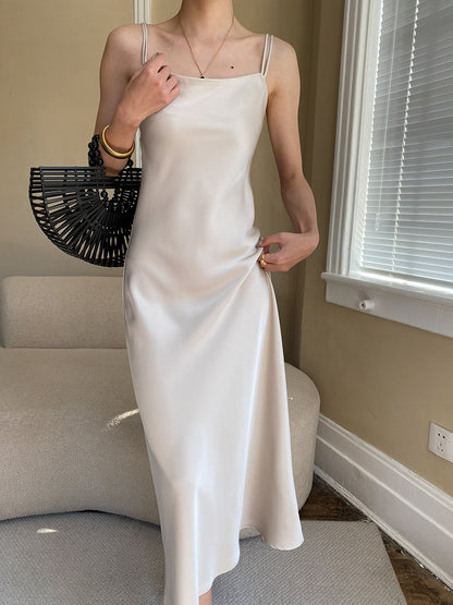 French Chic Satin Maxi Dress