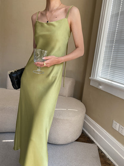 French Chic Satin Maxi Dress