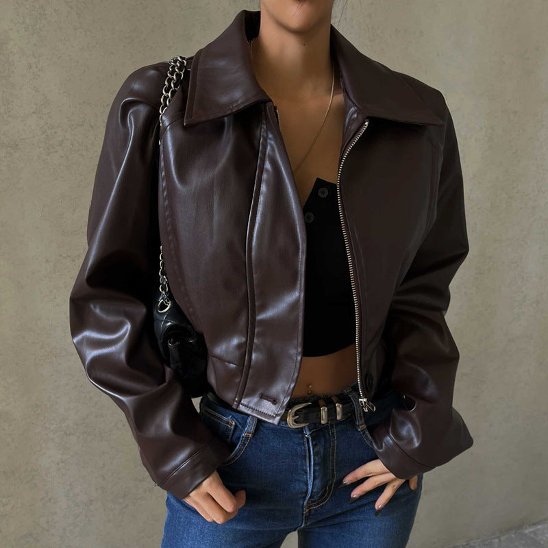 Sophiya Retro Faux Leather Jacket