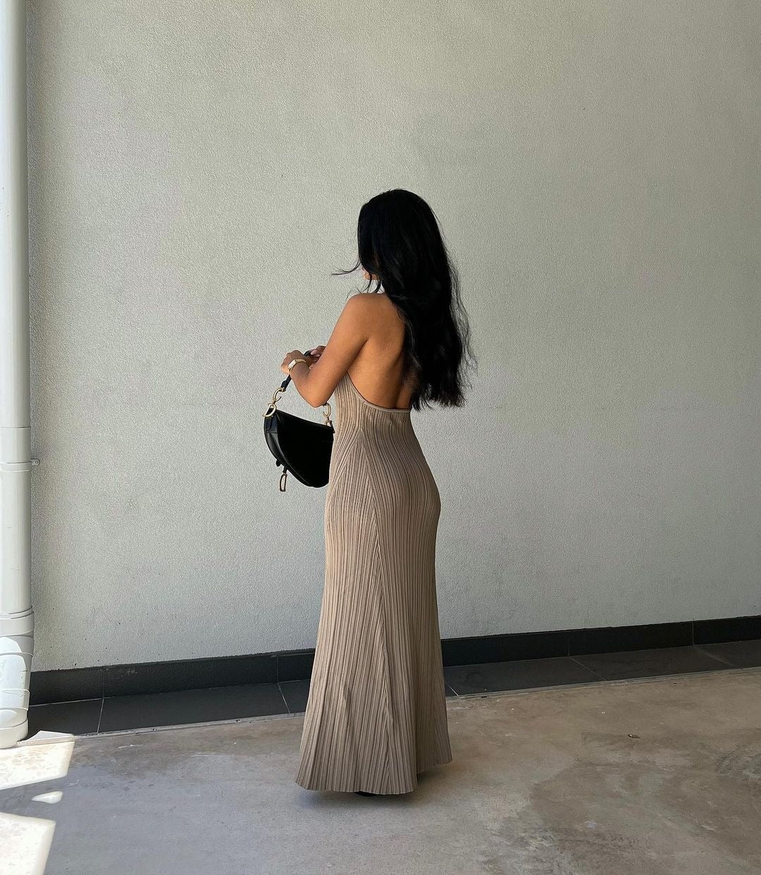 Backless Knitted Lace Up Maxi Dress - York & Dante 