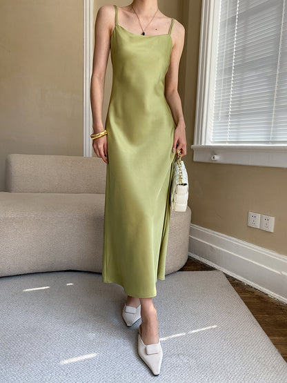 French Chic Satin Maxi Dress