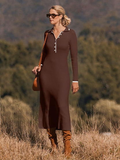 Aubree Long Sleeve Knitted Maxi Dress - York & Dante 