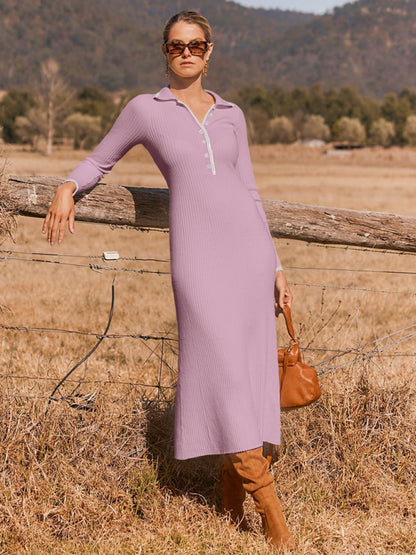 Aubree Long Sleeve Knitted Maxi Dress - York & Dante 