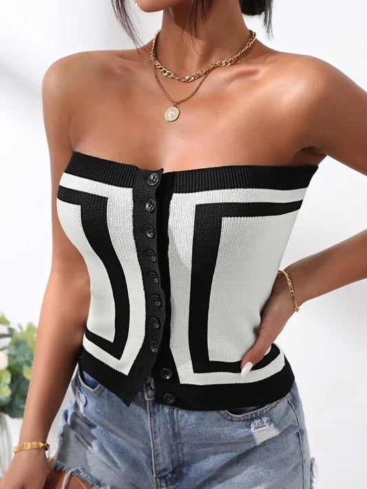 Knitted Color Block Tube Top - York & Dante 