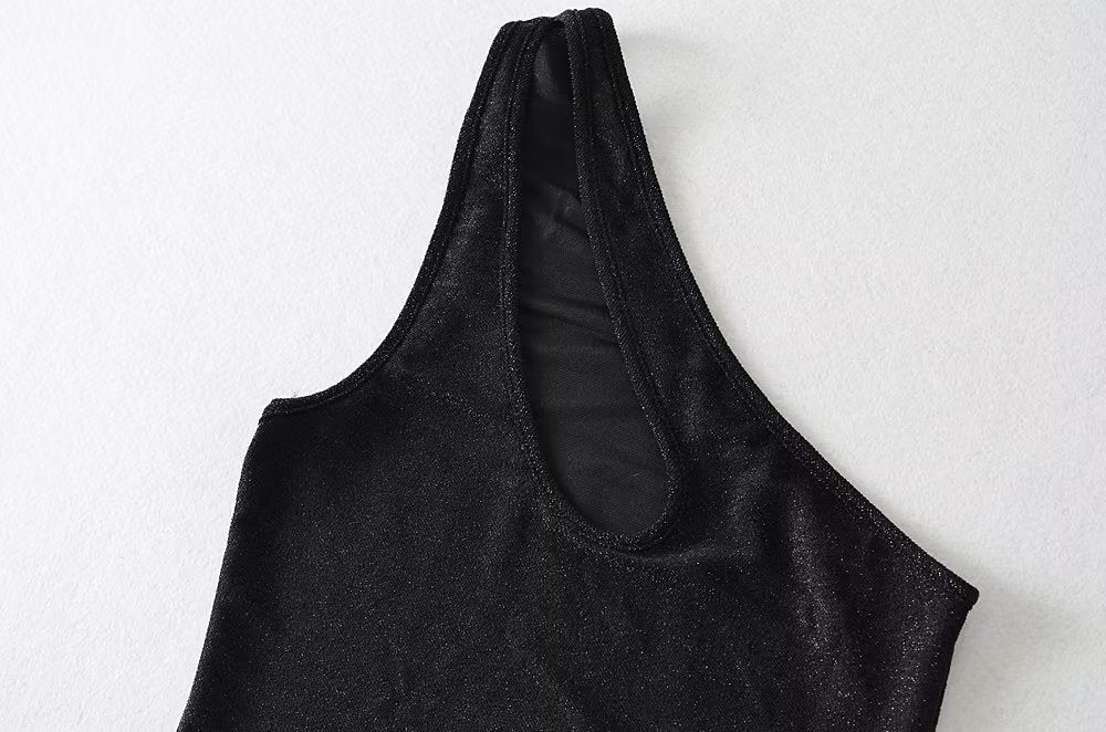 Cutout One Shoulder Shiny Top - York & Dante 