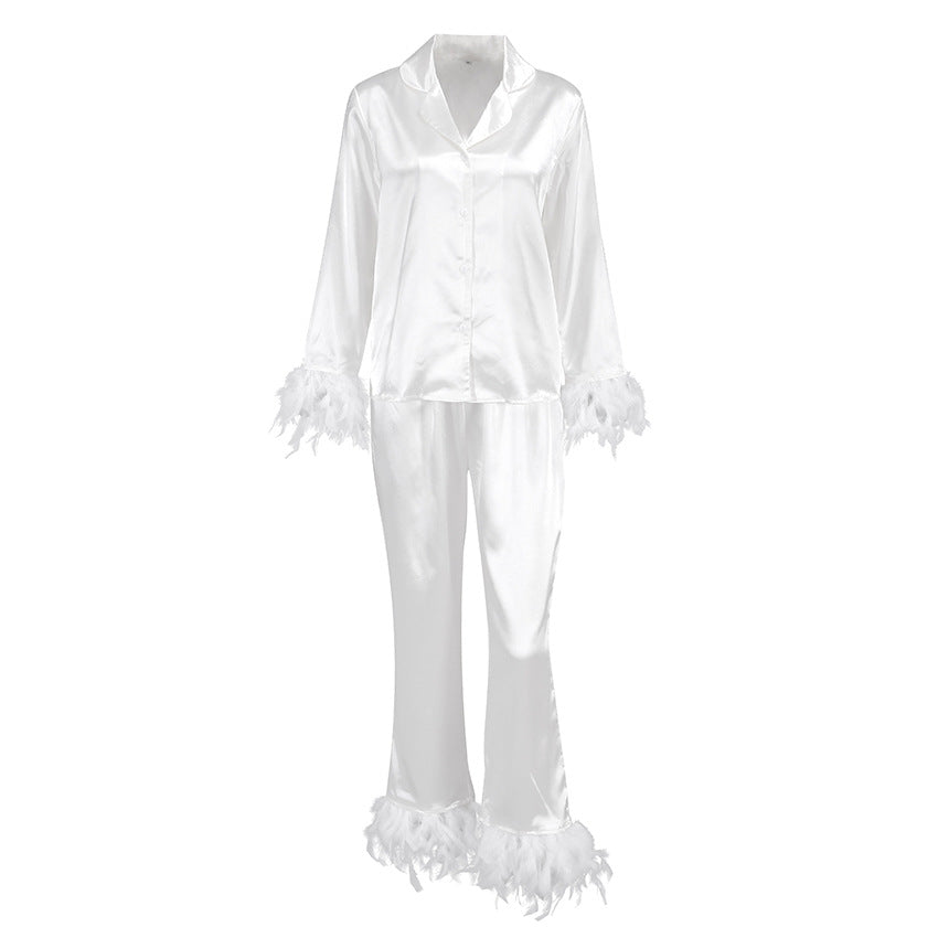 White pajamas with feathers hot sale